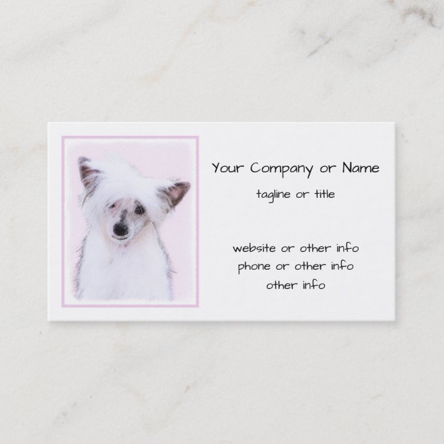 Chinese Crested Powderpuff Painting - Dog Art Business Card (Front)