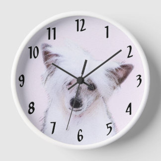 Chinese Crested Powderpuff Painting - Dog Art Clock