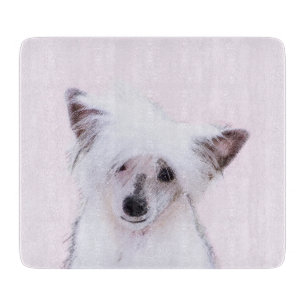 Chinese Crested Powderpuff Painting - Dog Art Cutting Board