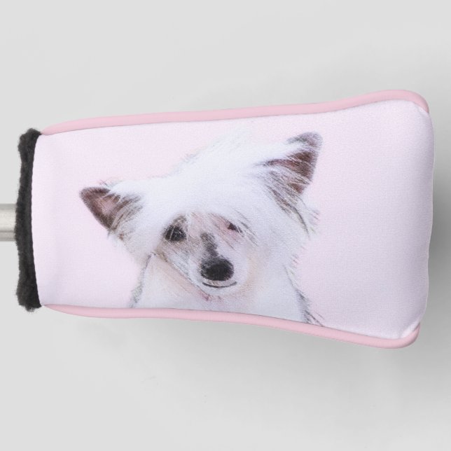 Chinese Crested Powderpuff Painting - Dog Art Golf Head Cover (Front)