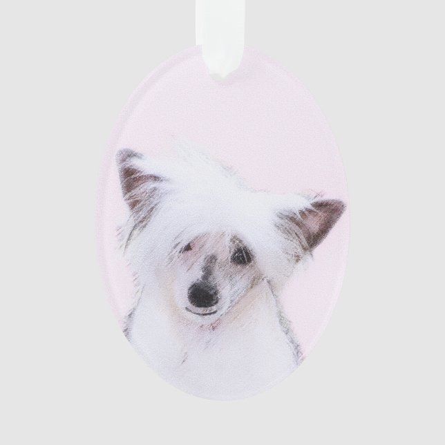 Chinese Crested Powderpuff Painting - Dog Art Ornament (Front)