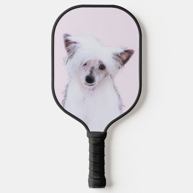 Chinese Crested Powderpuff Painting - Dog Art Pickleball Paddle (Front)