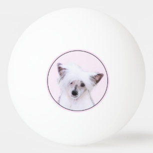 Chinese Crested Powderpuff Painting - Dog Art Ping Pong Ball