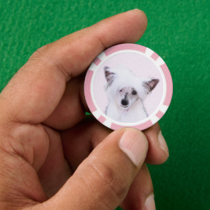 Chinese Crested Powderpuff Painting - Dog Art Poker Chips