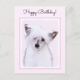 Chinese Crested Powderpuff Painting - Dog Art Postcard