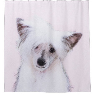 Chinese Crested Powderpuff Painting - Dog Art Shower Curtain