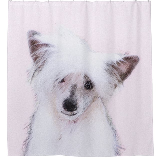 Chinese Crested Powderpuff Painting - Dog Art Shower Curtain (Front)