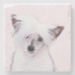 Chinese Crested Powderpuff Painting - Dog Art Stone Coaster