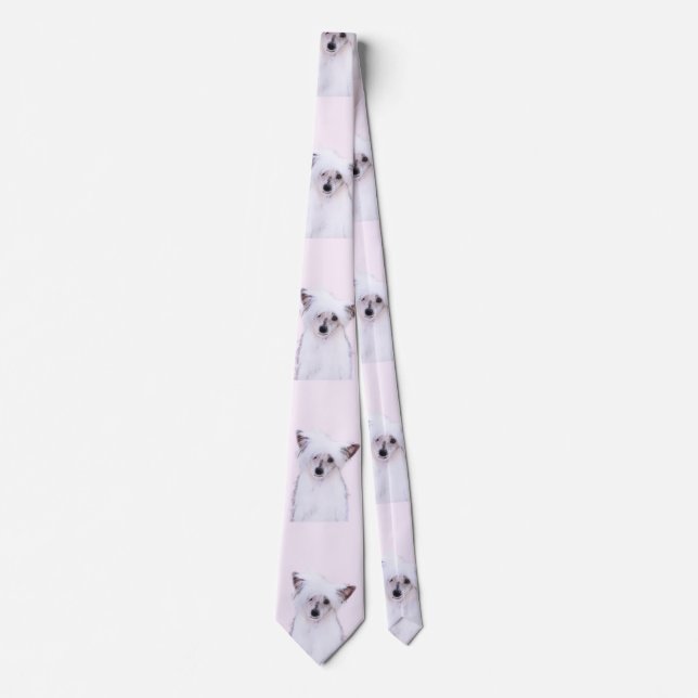Chinese Crested Powderpuff Painting - Dog Art Tie (Front)