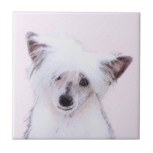 Chinese Crested Powderpuff Painting - Dog Art Tile