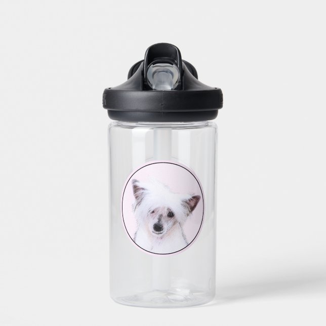 Chinese Crested Powderpuff Painting - Dog Art Water Bottle (Front)