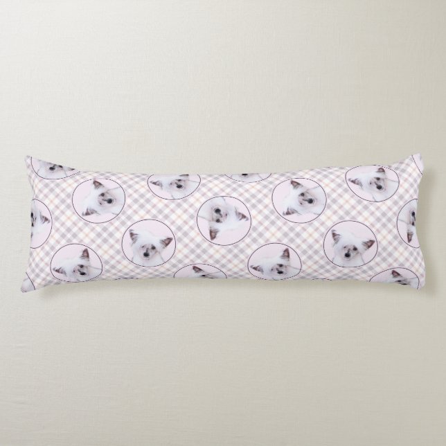 Chinese Crested Powderpuff White Painting Dog Art Body Cushion (Front)