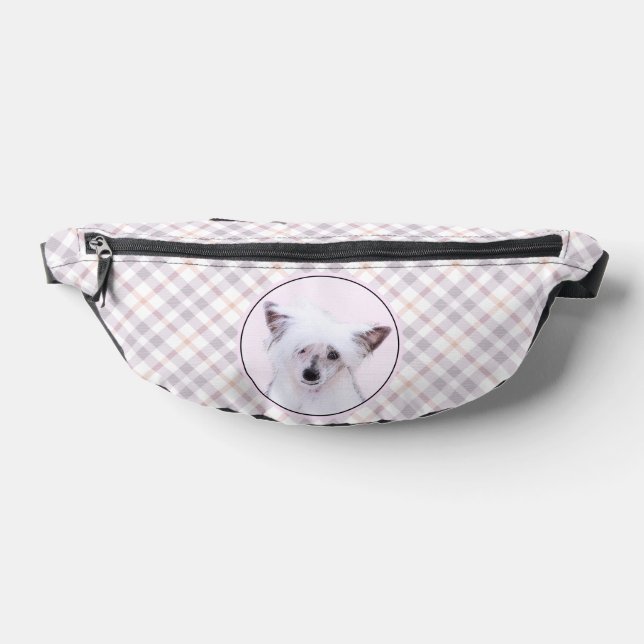 Chinese Crested Powderpuff White Painting Dog Art Bum Bags (Lay Down)