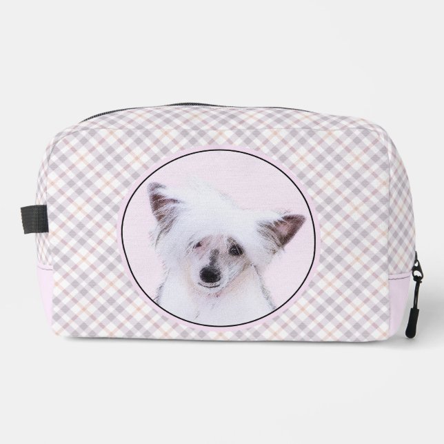 Chinese Crested Powderpuff White Painting Dog Art Dopp Kit (Front)
