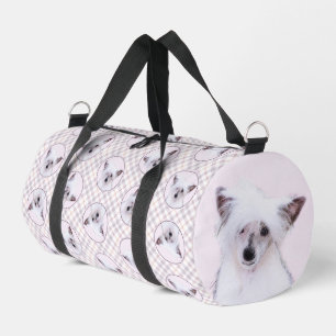 Chinese Crested Powderpuff White Painting Dog Art Duffle Bag