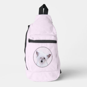 Chinese Crested Powderpuff White Painting Dog Art Sling Bag