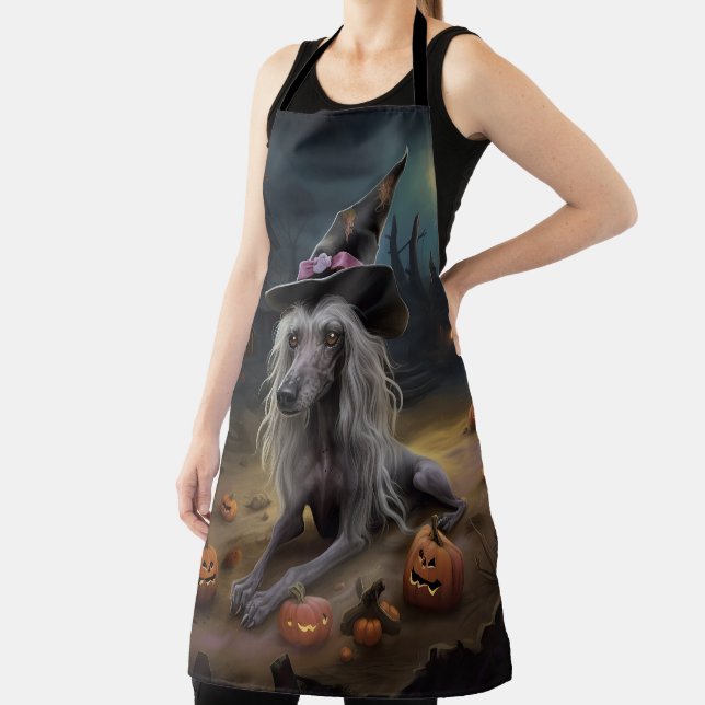 Chinese Crested Pumpkins Halloween Scary  Apron (Insitu)