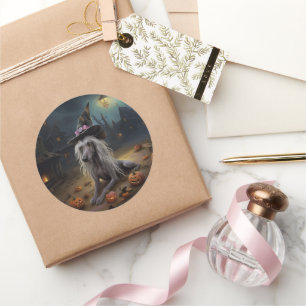 Chinese Crested Pumpkins Halloween Scary  Classic Round Sticker