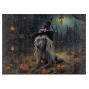 Chinese Crested Pumpkins Halloween Scary  Cutting Board