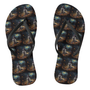 Chinese Crested Pumpkins Halloween Scary  Flip Flops