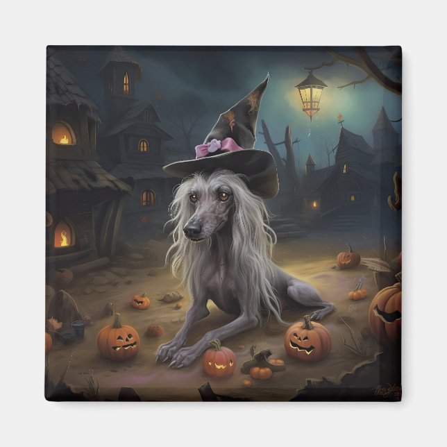 Chinese Crested Pumpkins Halloween Scary  Magnet (Front)
