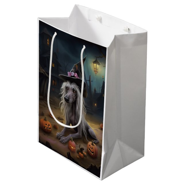 Chinese Crested Pumpkins Halloween Scary  Medium Gift Bag (Front Angled)