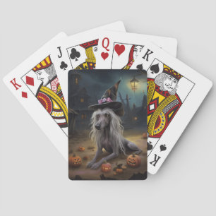 Chinese Crested Pumpkins Halloween Scary Playing Cards