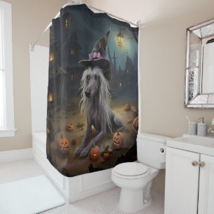 Chinese Crested Pumpkins Halloween Scary  Shower Curtain