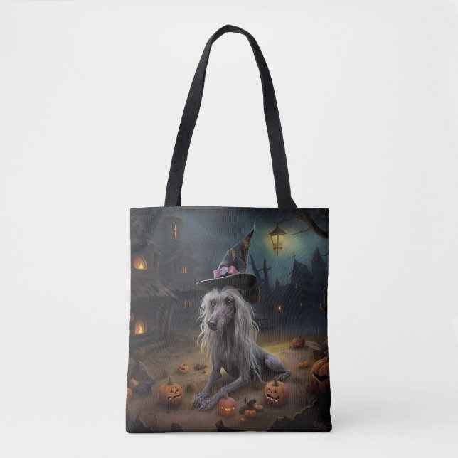 Chinese Crested Pumpkins Halloween Scary  Tote Bag (Front)