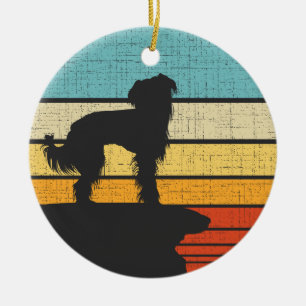  Chinese Crested Retro Vintage Dog Puppy Owner  Ceramic Tree Decoration