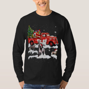 Chinese Crested Riding Red Truck Merry Christmas X T-Shirt
