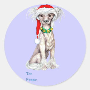 Chinese Crested Santa Gift Tags