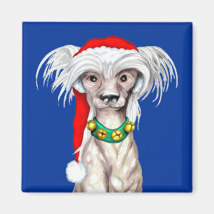 Chinese Crested Santa Magnet