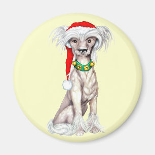Chinese Crested Santa Magnet
