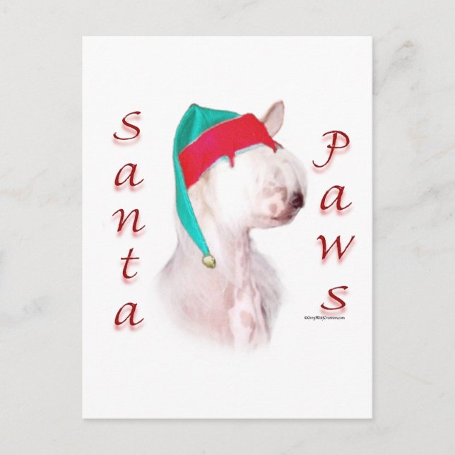 Chinese Crested Santa Paws Holiday Postcard (Front)