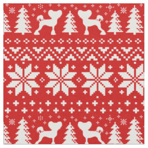 Chinese Crested Silhouettes Christmas Crestie Dogs Fabric