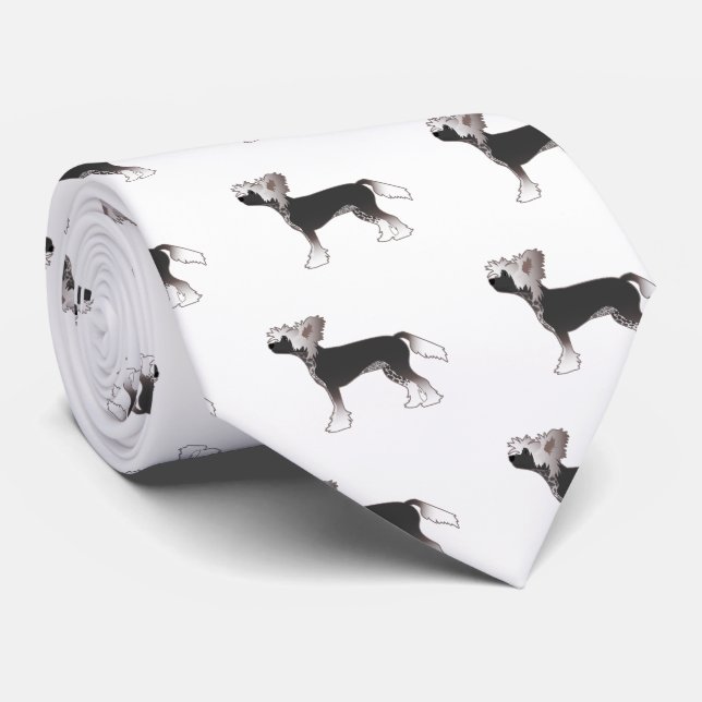 Chinese Crested Toy Dog Basic Breed Illustration Tie (Rolled)