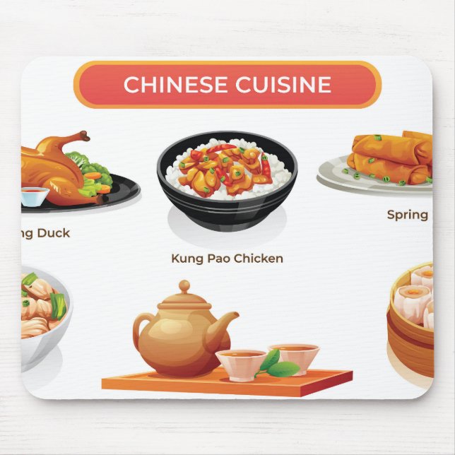 Chinese cuisine illustration mouse mat (Front)