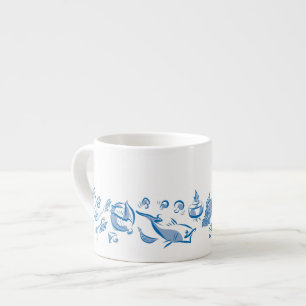 Chinese Cuisine Ink Drawing Espresso or Tea Cup