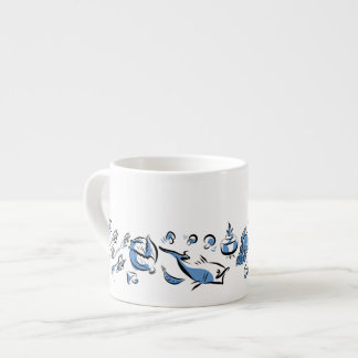 Chinese Cuisine Ink Drawing Espresso or Tea Cup