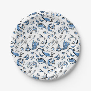 Chinese Cuisine Ink Drawing Paper Plates