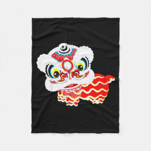 Chinese Cute Traditional Dancing Lion Art Happy Ne Fleece Blanket