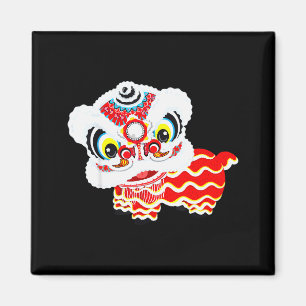 Chinese Cute Traditional Dancing Lion Art Happy Ne Magnet