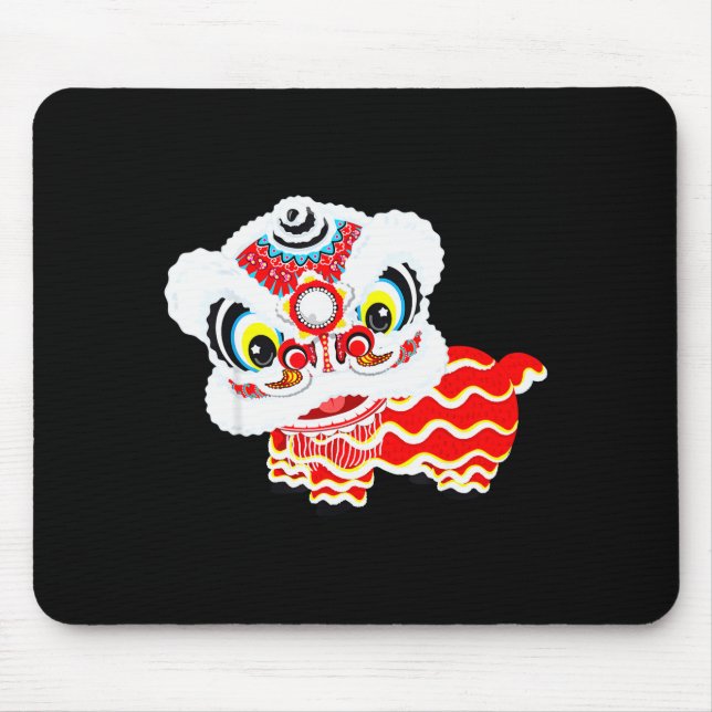 Chinese Cute Traditional Dancing Lion Art Happy Ne Mouse Mat (Front)