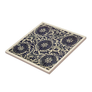 Chinese Dark Blue Flowers ~Accent ~ * ~ Tile