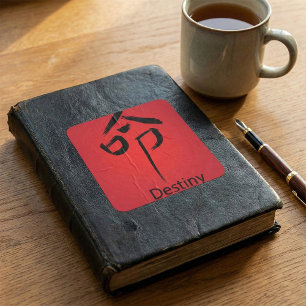 Chinese Destiny Symbol Calligraphy Square Sticker