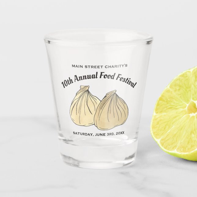 Chinese Dim Sum Shumai Dumplings Food Festival Shot Glass (Front)