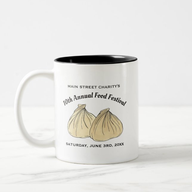 Chinese Dim Sum Shumai Dumplings Food Festival Two-Tone Coffee Mug (Left)
