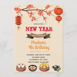 Chinese dimsum birthday Invitation