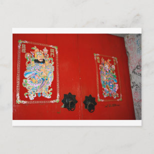 Chinese Door God Postcard